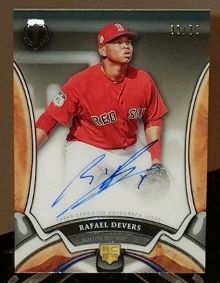 Rafael Devers Rc On Card Auto 2018 Topps Tribute Ssp /75 Red Sox Rookie $$
