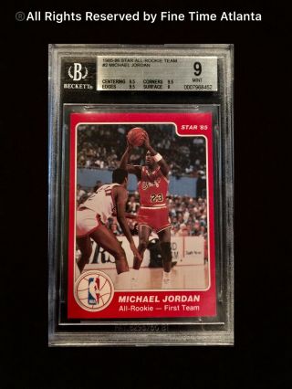 1985 / 1986 Star 2 Michael Jordan All Rookie Team 3 / 9.  5 Gem Subs Bgs 9