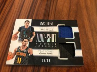 2018 - 19 Panini Noir Luka Doncic Trae Young Dual Rookie Jersey Relic ’d 59/99 Rc