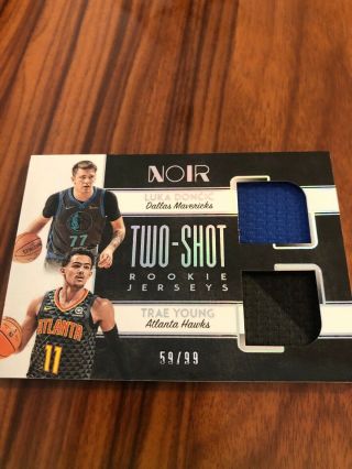 2018 - 19 Panini Noir Luka Doncic Trae Young Dual Rookie Jersey Relic ’D 59/99 RC 2