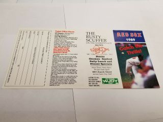 Boston Red Sox 1989 Pocket Schedule - The Rusty Scuffer/wjoy