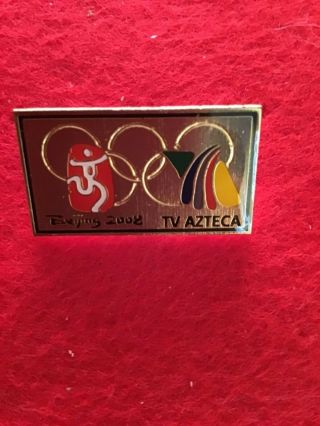 2008 Beijing Olympics Tv Azteca Mexico Media Olympic Pin Gold