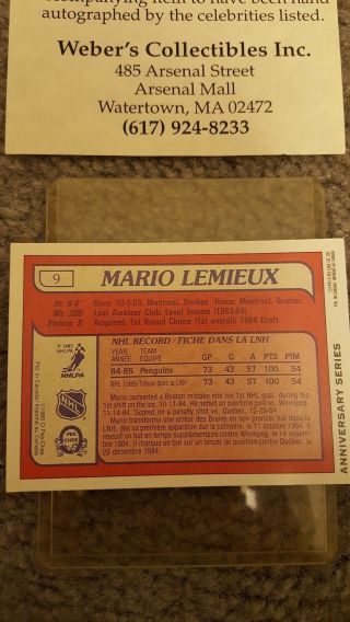 Mario Lemieux Signed 1984 - 85 OPC O - Pee - Chee Card 18 Anniversary Series 3