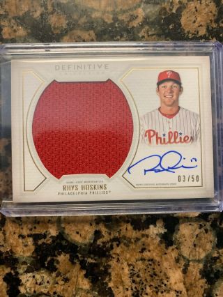 2019 Topps Definitive Rhys Hoskins Jumbo Patch Auto /50 Phillies Relic Auto