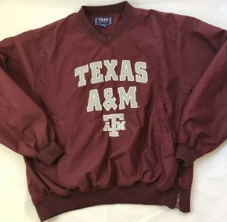 Vtg Texas A & M University Jacket Mens Size Small Aggies Pullover Red White