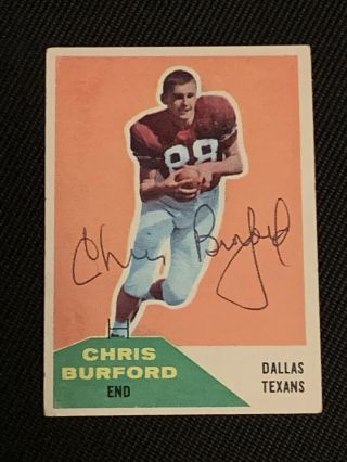 Chris Burford 1960 Fleer Rookie Signed Autographed Card 81 Dallas Texans