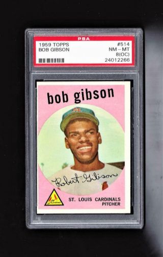 ⚾ 1959 Topps 514 Bob Gibson Psa 8 Sharp Rookie Rc Hof Cardinals Wow