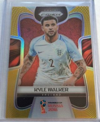 2018 Panini World Cup Soccer Gold Prizm Card Kyle Walker No 03/10