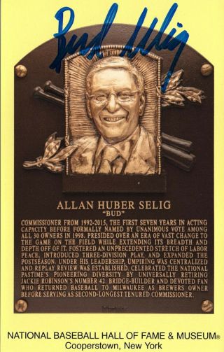 Bud Selig Signed Autographed Hall Of Fame Postcard Brewers Baseball Cancelled