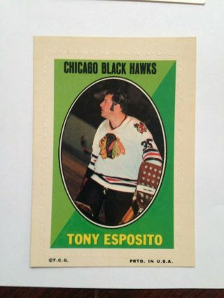 1970 - 71 Topps Hockey Tony Eposito Chicago Black Hawks Sticker Stamp