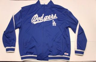 Mens Xxl La Dodgers Zip Up Sweater Jacket Stitches Athletic Gear Polyester Blue