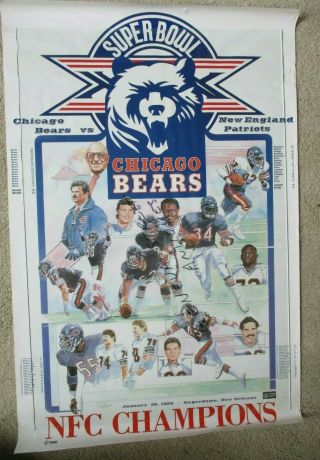 C.  Hayes 1986 Chicago Bears Nfc Champions 28 " X 22 " Poster Payton Ditka Dent