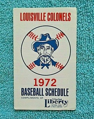 1972 Louisville Colonels Baseball Pocket Schedule 3 Panels Home And Away
