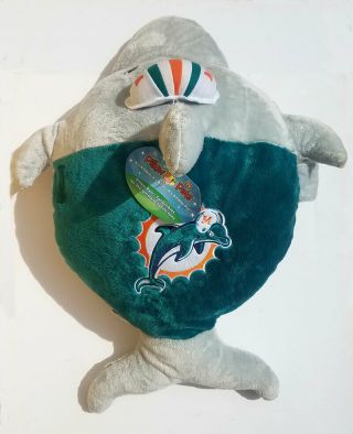 Pillow Pets Miami Dolphins Nfl Plush Stuffed Sports 27 " With Tag