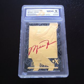 Michael Jordan Autographed Limited Editon Wcg Gemmt 10 23kt Gold Card 6x Champ