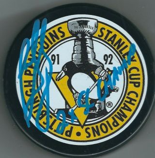 Autographed Ron Francis Pittsburgh Penguins Stanley Cup Hockey Puck Jsa Witness