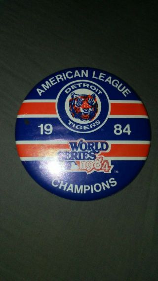 Mlb Detroit Tigers 1984 World Series Champions 3 1/2 Inch Button/pin/badge