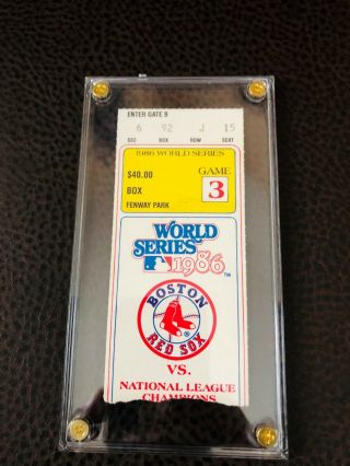 1986 World Series Ticket Stub Game 3 Mets Vs Red Sox @ Fenway Park