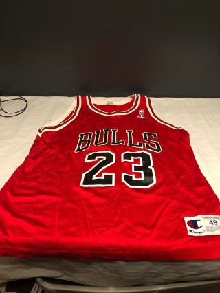 Vintage Champion Michael Jordan Chicago Bulls Jersey Red 23 Size 48