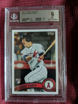 2011 Topps Update Bgs 9 Mike Trout Us175 Angels Rookie Card Rc