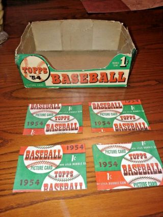 1954 Topps 1 Cent Display Box With 4 Wrappers