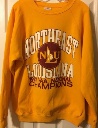 Nlu Northeast Louisiana University Indians 1987 National Champs Sweatshirt L/xl