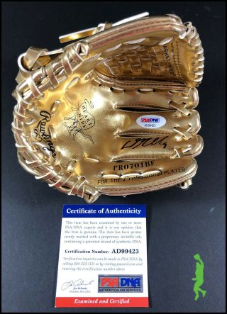 Dj Lemahieu Autographed Signed Miniature Gold Glove Baseball Yankees Psa/dna