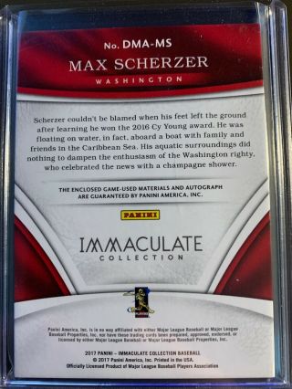 MAX SCHERZER 2017 PANINI IMMACULATE PATCH AUTO NATIONALS 16/25 Autograph 2