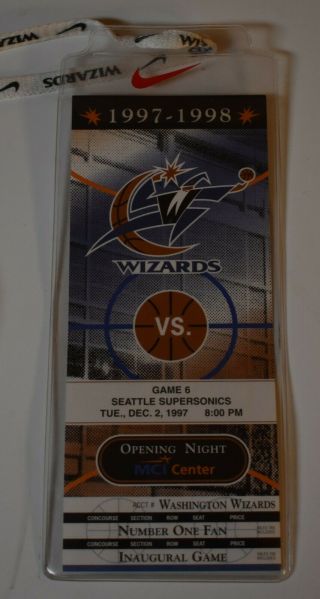 Dec 2,  1997 Washington Wizards V Supersonics Ticket Opening Night Of Mci Center