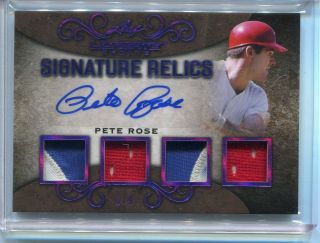2019 Leaf Ultimate Sports Pete Rose Quad Game Jersey Patch Auto D 1/9
