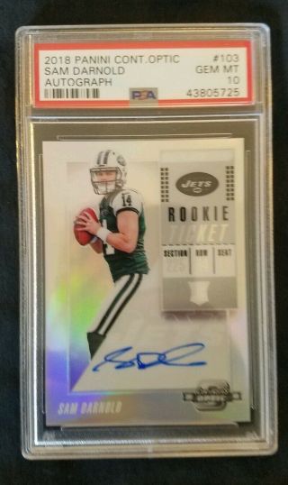 2018 Contenders Optic Sam Darnold Silver Refractor Rookie 103 Auto Psa 10 Rc