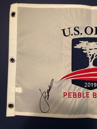 Jordan Spieth SIGNED 2019 US Open Golf Flag Pebble Beach PGA 2015 Winner 2