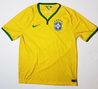 Nike 2014 Brazil National Team World Cup Fifa Soccer Jersey Shirt Large Dri - Fit