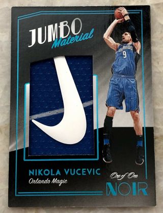 2018 - 19 Panini Noir Nikola Vucevic Jumbo Material 1/1 Nike Swoosh Patch Magic