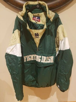 Vtg 90s Majestic Notre Dame Fighting Irish Nd Coat Jacket Pullover Size Xxl