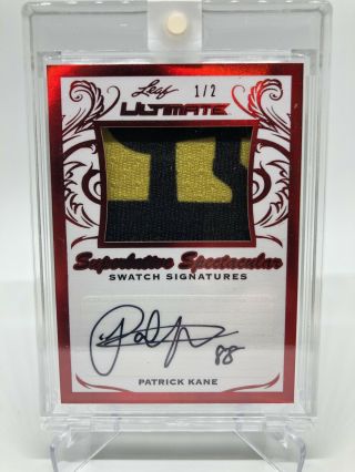 2018 - 19 Leaf Ultimate Game Swatch Signatures Auto Patrick Kane 1/2