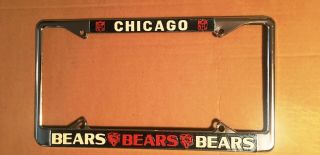 Chicago Bears Nfl Football License Plate Metal Frame,  6 1/2 " X 12 ",  Color,  Nm