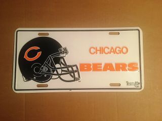 Chicago Bears Nfl Football Front License Plate,  Light Tin,  6 " X 12 ",  Color,  Nrmt