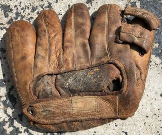 Vintage Leather Baseball Glove Circa 1940 ' s 50 ' s 2