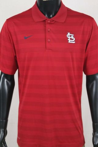 Nike Baseball Mens Red Dri - Fit St.  Louis Cardinals Polo Shirt Sz Medium M