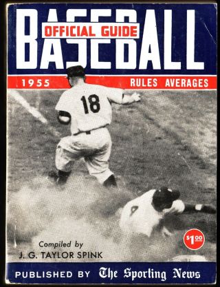 Vintage 1955 Sporting News Official Baseball Guide With Rules And Averages Sharp