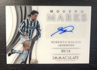 8/10 Roberto Baggio 2018 - 19 Immaculate Soccer Modern Acetate Autograph Auto