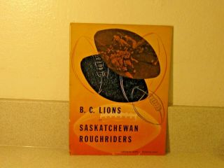 Vintage B.  C.  Lions Vs Saskatchewan Roughriders Oct 25 1954 Football Program Exce