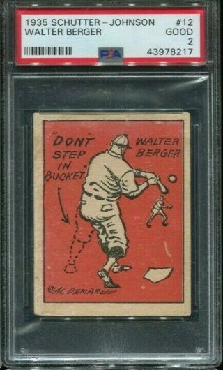 1935 Schutter - Johnson 12 Wally Berger Boston Braves Candy Card Psa 2 Good