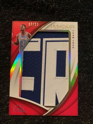 Jawun Evans - 2017 - 18 Panini Immaculate Team Logo Jumbo Patch 07/23 - Clippers