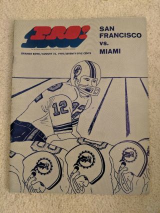 Nfl Miami Dolphins Vs.  San Francisco 49ers Game Program August 27 1970