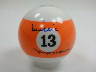 WILLIE MOSCONI SIGNED PSA/DNA CERTIFIED AUTOGRAPHED 13 BILLIARD POOL BALL. 4