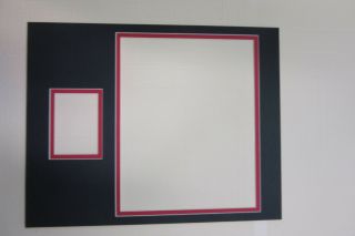 Picture Frame Mat 11x14 For 8x10 And Football Baseball Card Black And Red Liner