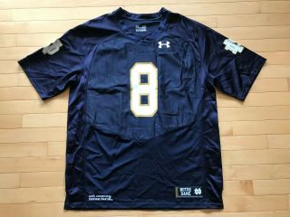 Under Armour Notre Dame Fighting Irish Navy Jersey 8 Zaire Armstrong Sz L Mens