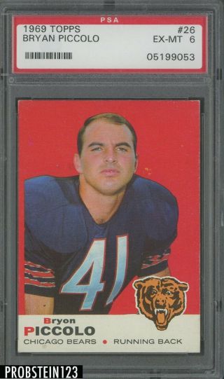 1969 Topps 26 Bryan Piccolo Bears Rc Rookie Psa 6 Ex - Mt Centered